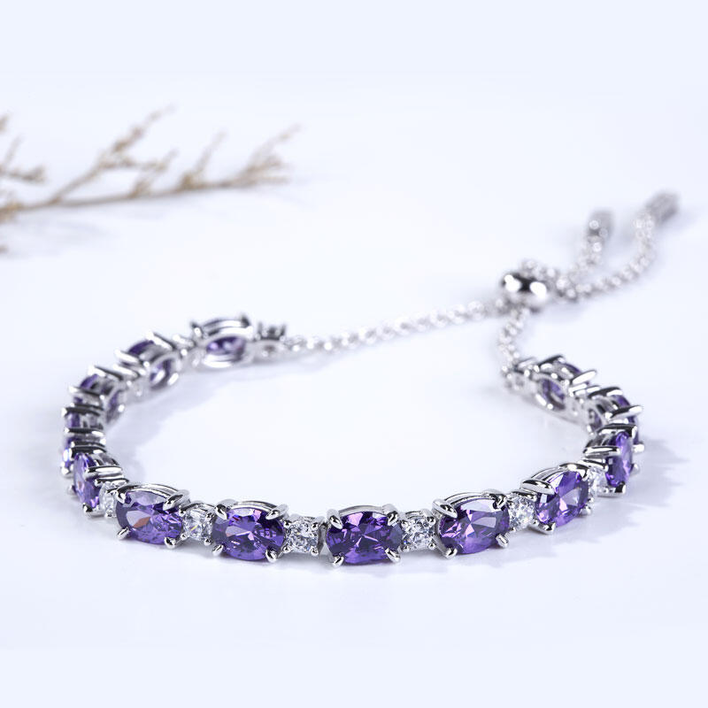 Jeulia Sincere Love Amethyst Sterling Silver Jewelry Set