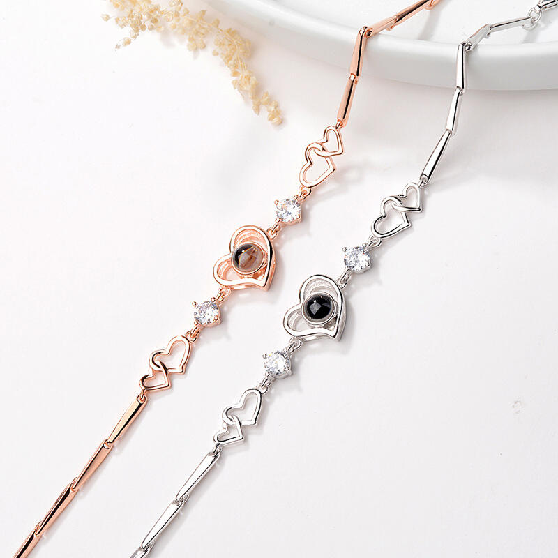 Jeulia 100 Languages I Love You Sterling Silver Bracelet