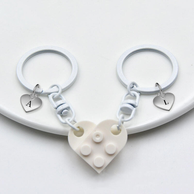 合わせるハート イニシャル カップル ペアキーホルダー オーダーメイド