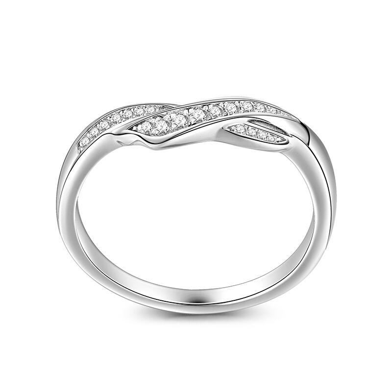 Jeulia Anillo de Boda de Plata para Mujeres Diseño Simple Elegante
