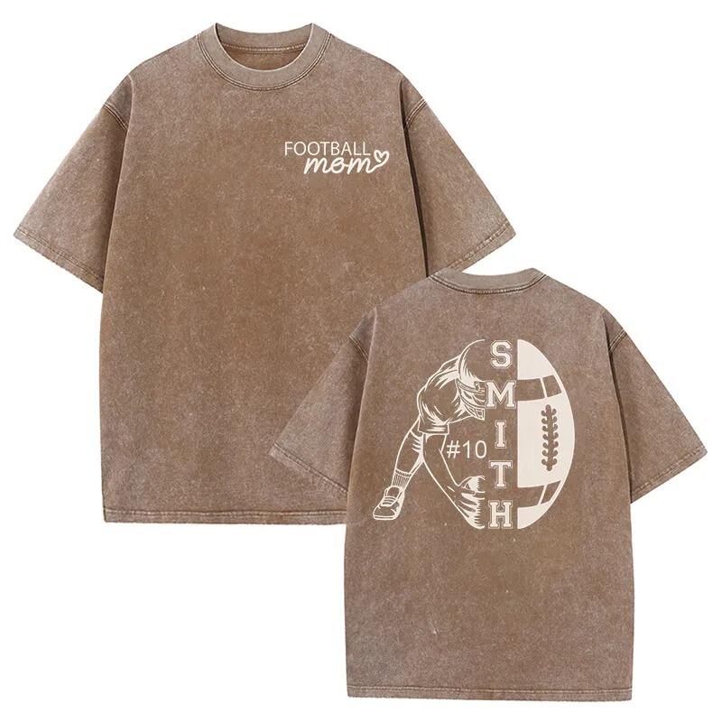 Personalized Washed T-shirt Custom Name Player Game Day Design Perfect Gift for Football Mom