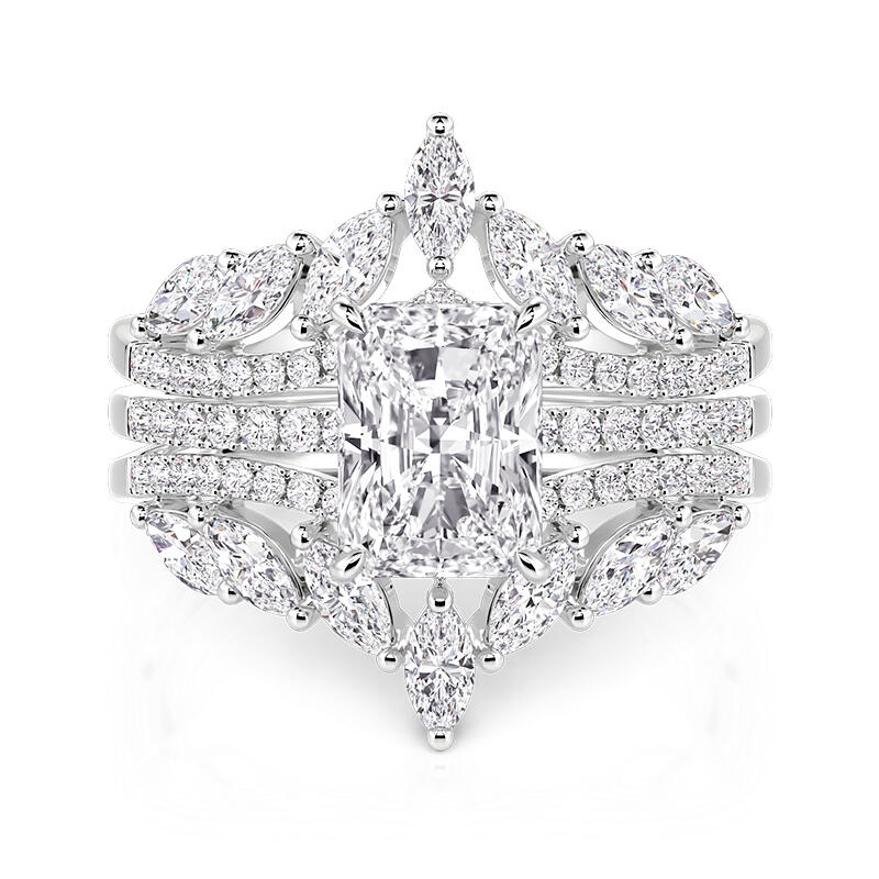 Jeulia Olivetta Symmetry Radiant Cut Enhancer Ring Set