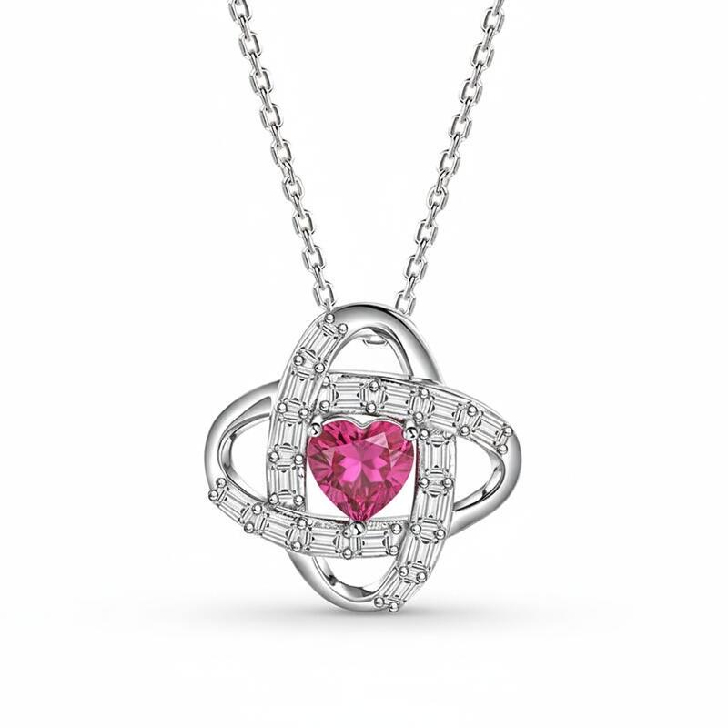 Jeulia Love Knot Custom Birthstone Necklace Sterling Silver