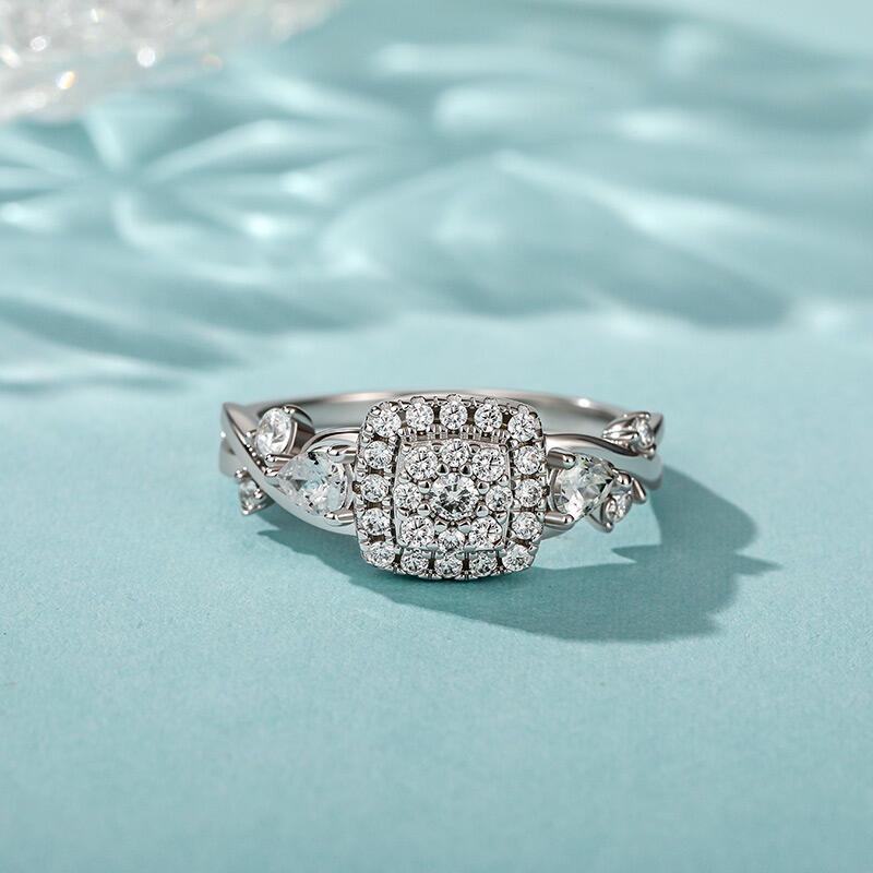 Jeulia Twisted Halo Multi Stone Engagement Ring