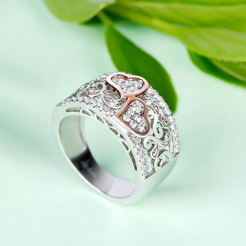 Jeulia Alliance Femme en Argent Sterling Coupe Coeur