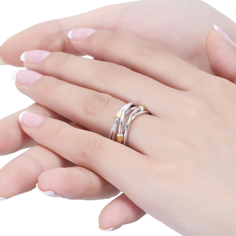 Jeulia Anillo De Cruce Con Dos Tonos En Plata De Ley