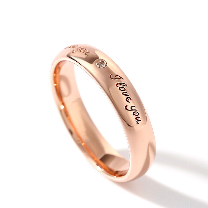 Jeulia "I Love You" Rose Gold Tone Sterling Silver Women's Band
