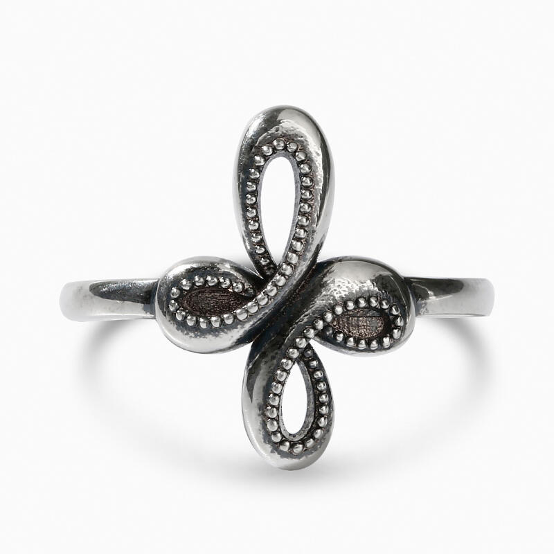 Jeulia Anillo en forma de cruz de cinta de plata de ley