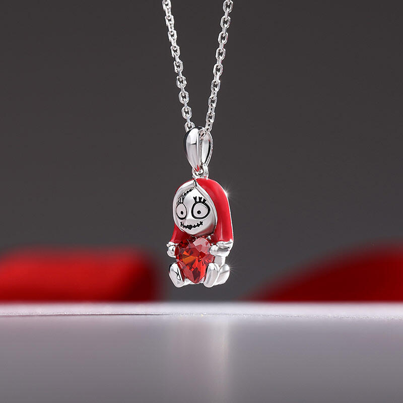 Jeulia Hug Me "Endless Joy" Skull Heart Cut Sterling Silver Halsband