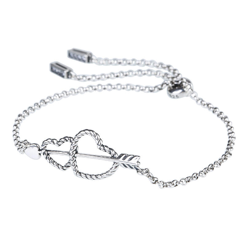 Jeulia Arrow and Heart Bolo Bracelet