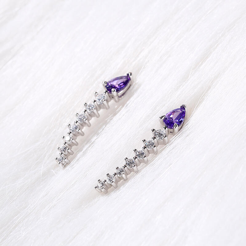 Jeulia Royal Amethyst Climber Earrings