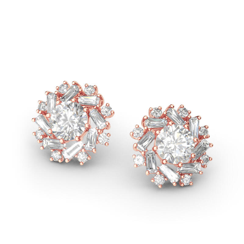 Jeulia Sunshine Round Cut Sterling Silver Stud Earrings