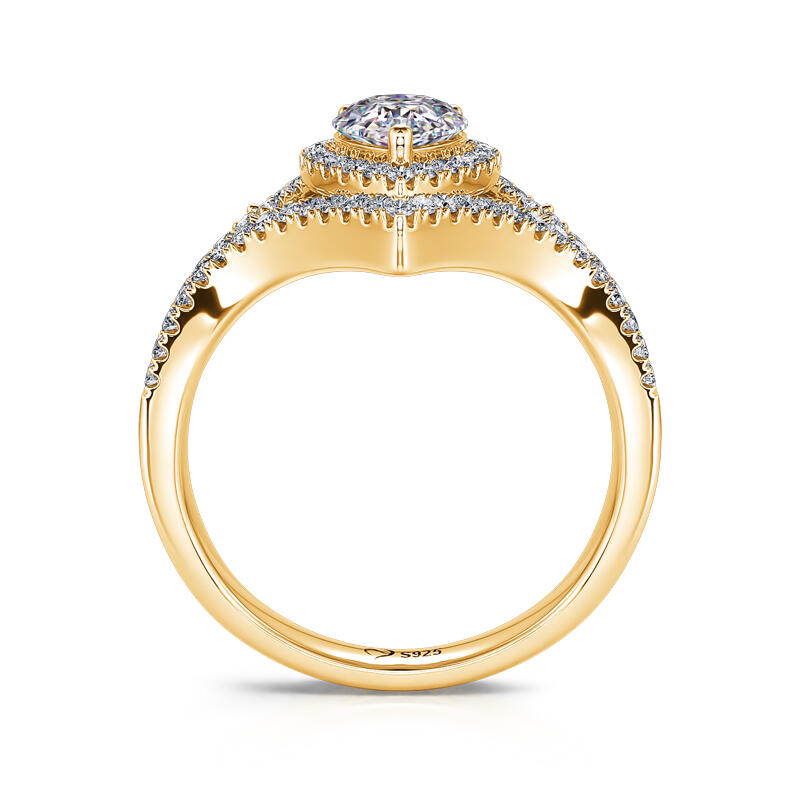 جوليا خاتم "الأناقة الملكية" من الفضة الإسترليني على شكل حرف V