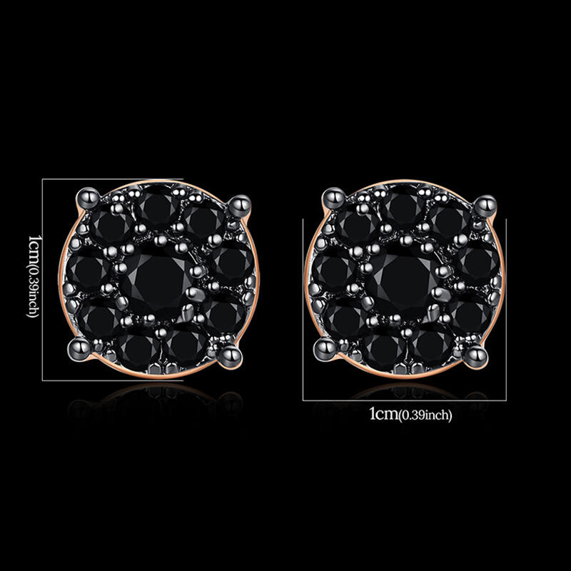 Jeulia Punk Hip-Hop Round Cut Copper Men's Stud Earrings