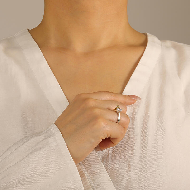 "Hug Me Tightly" Round Cut Side Stone Engagement Ring