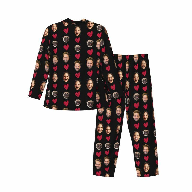Pigiama personalizzato Foto personalizzate dei tuoi cari Design a forma di cuore caldo Regalo perfetto per le coppie