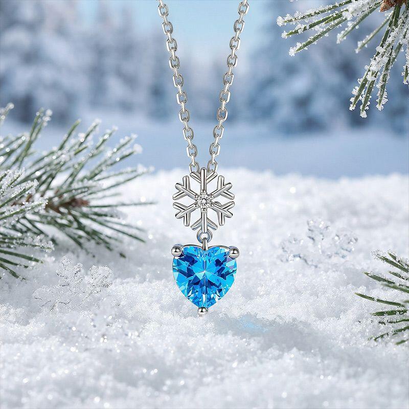Jeulia Custom Snowflake Heart Birthstone Necklace
