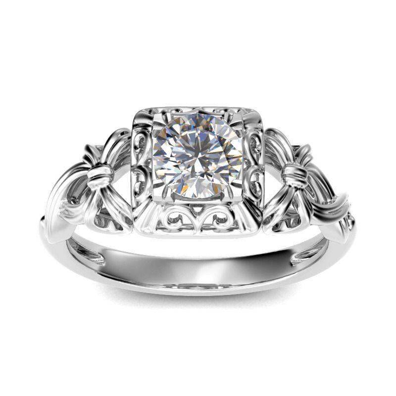 Jeulia Bowknot Round Cut Sterling Silver Ring