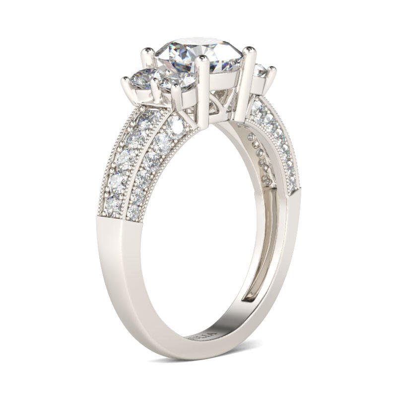 Jeulia Vintage Milgrain Round Cut Sterling Silver Cluster Ring