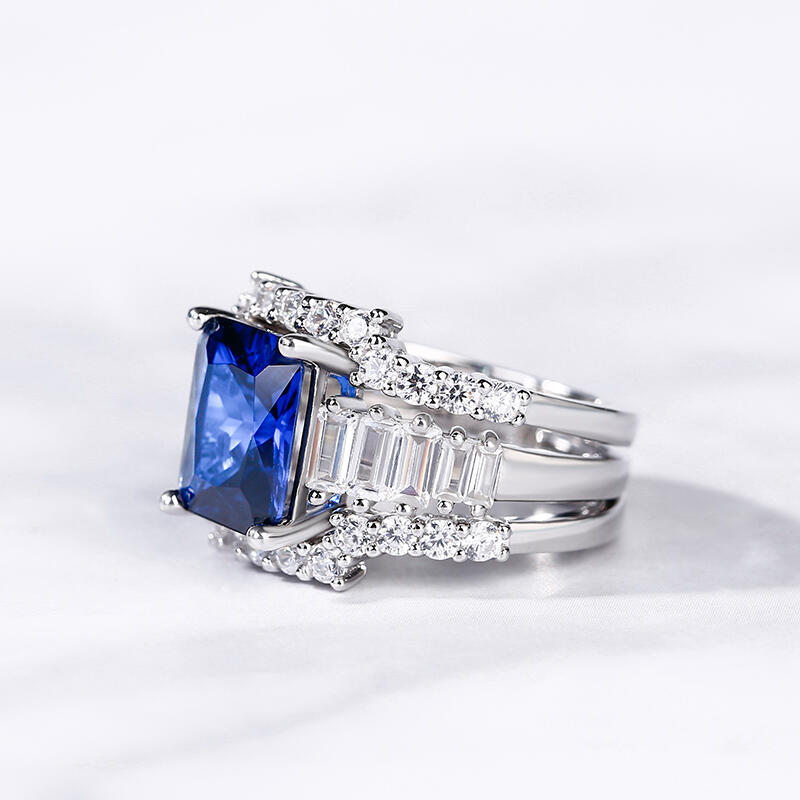 Jeulia 3PC Radiant Cut Sterling Silver Ring Set