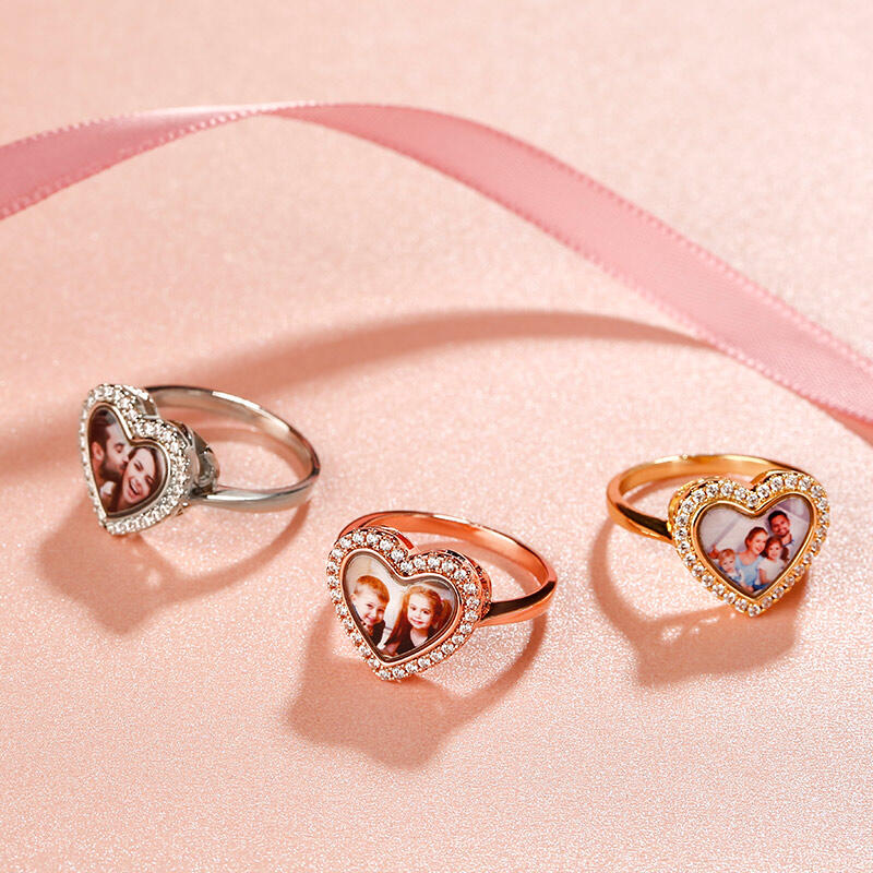 Jeulia Anillo con foto personalizado de plata esterlina
