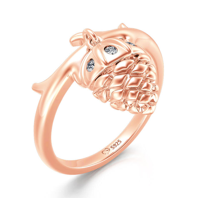 Jeulia "Lucky Acorn" Rose Gold Tone Sterling Silver Dangle Ring