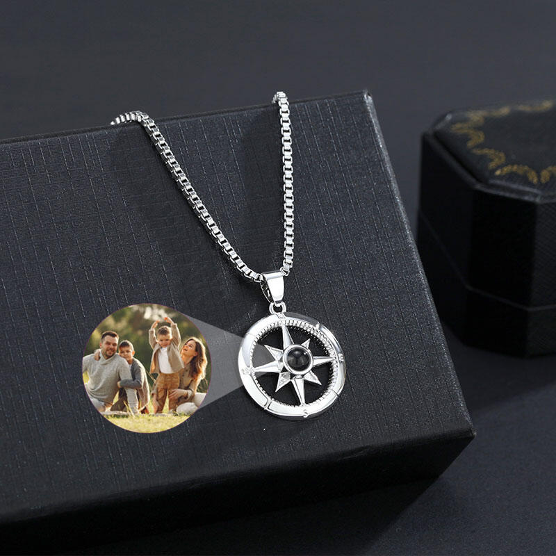 Personalized Octagram Photo Projection Men's Necklace for Boyfriend