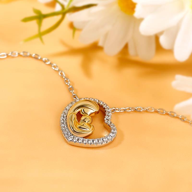 Jeulia "Love Is a Great Fire" Moeder & Baby Hart Sterling Zilveren Ketting