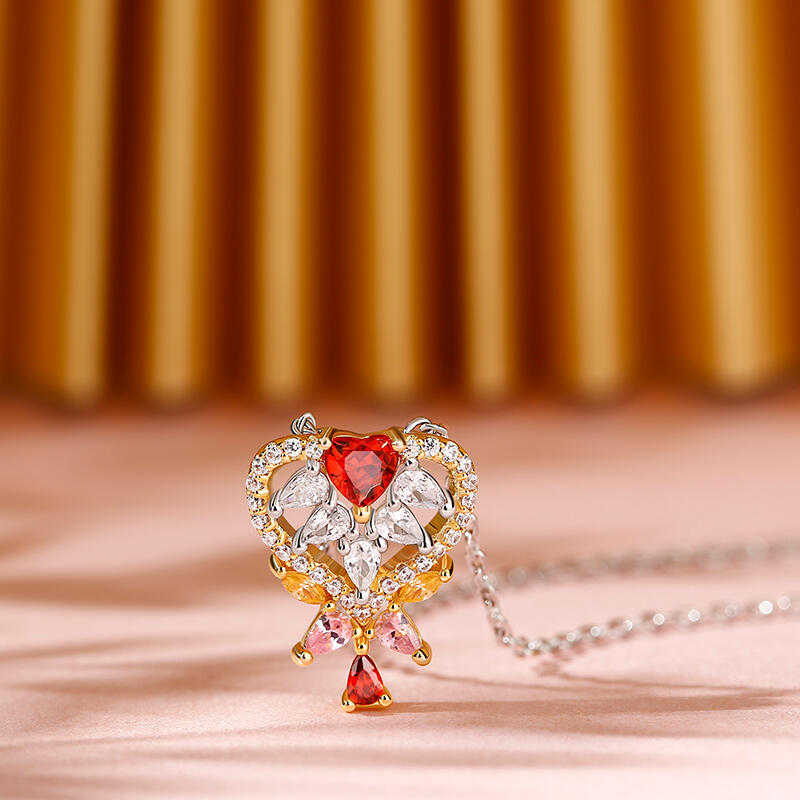 Jeulia "You Make My Heart Full" Heart Sterling Silver Necklace