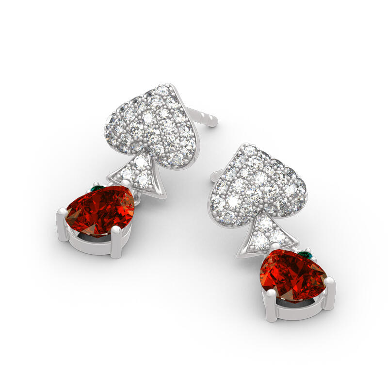 Jeulia Spade of Poker Inspired Sterling Silver Earrings