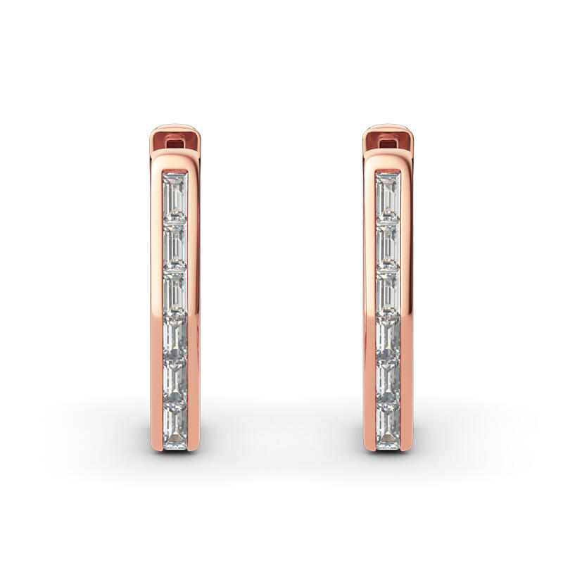 Jeulia Geometric Design Sterling Silver Hoop Earrings