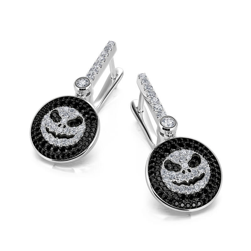 Jeulia "Pumpkin King" Skull Design Sterling Silver Drop Earrings