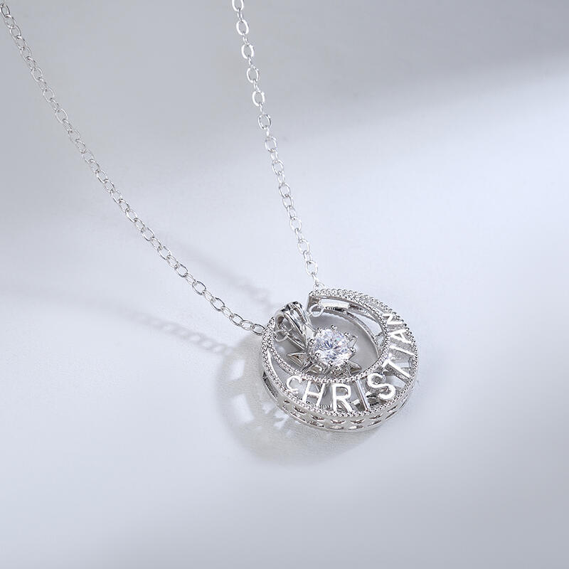 Jeulia Moon&Star Personalized Sterling Silver Necklace