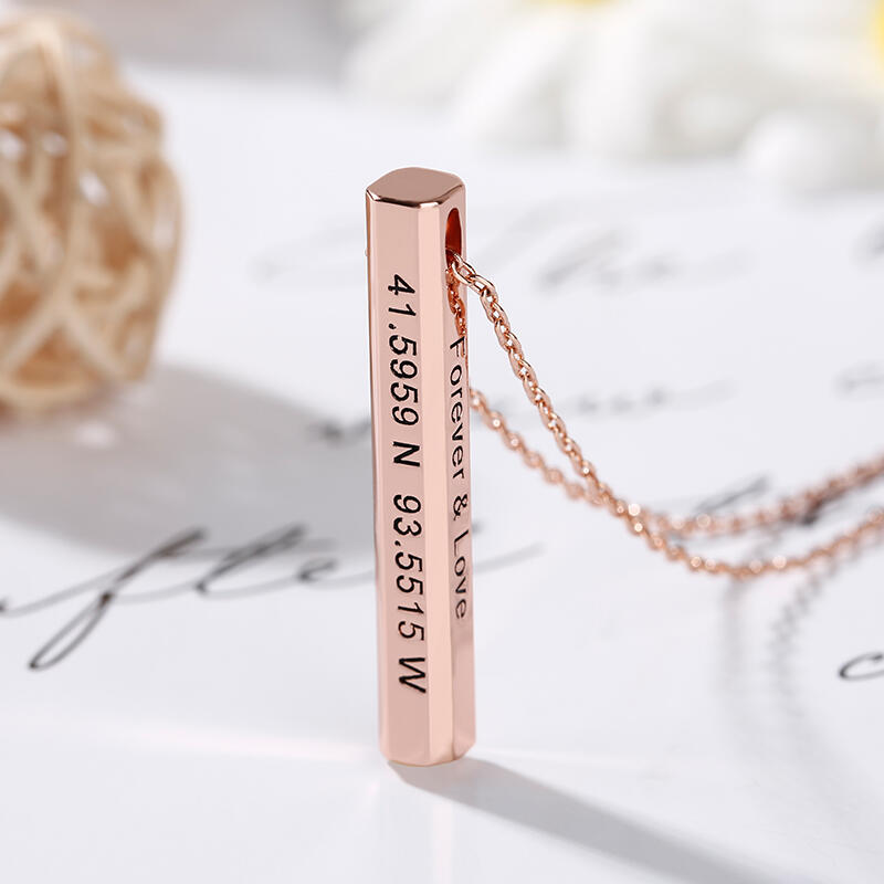 Jeulia "Love Story" Long 3D Bar Necklace