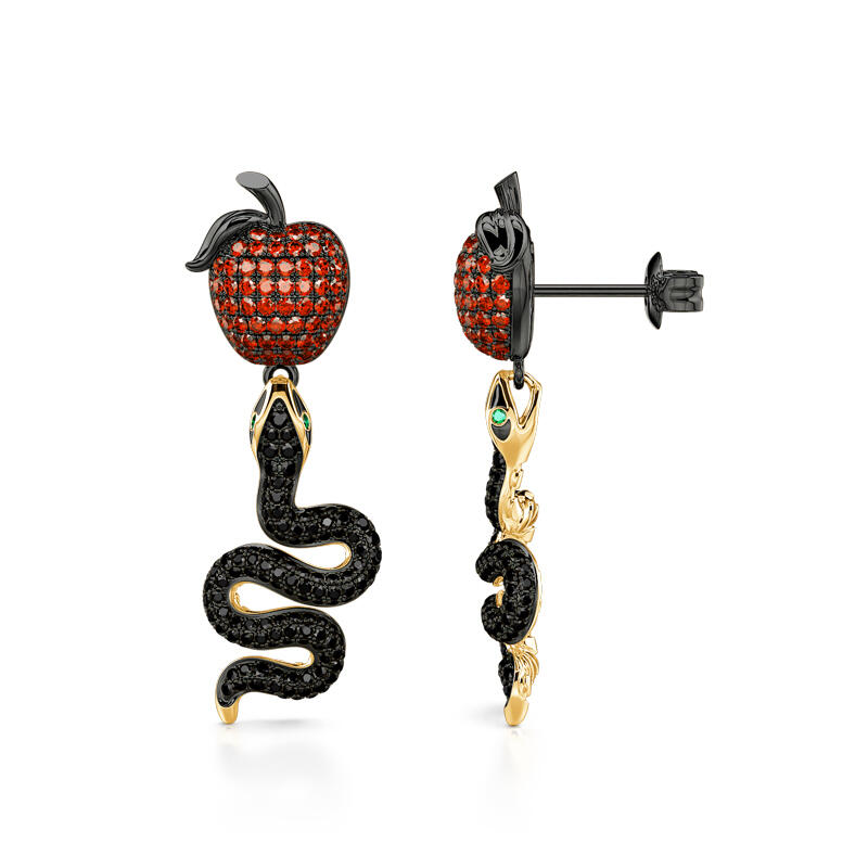 Jeulia "Forbidden Fruit" Snake&Apple Sterling Silver Earrings