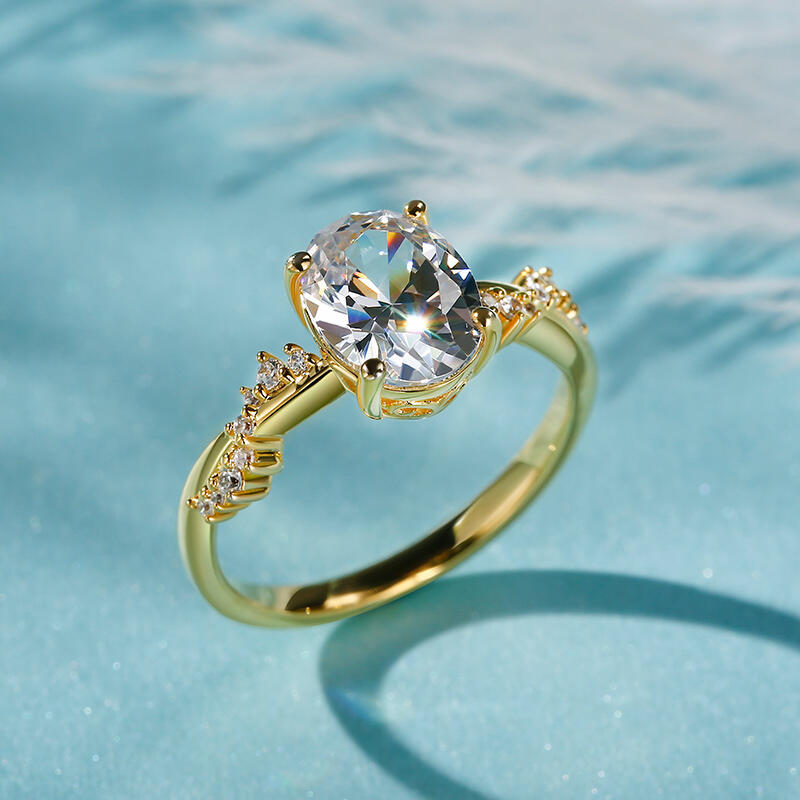 Jeulia Anillo 10K/14K/18K oro de compromiso con corte ovalado argolla torcida