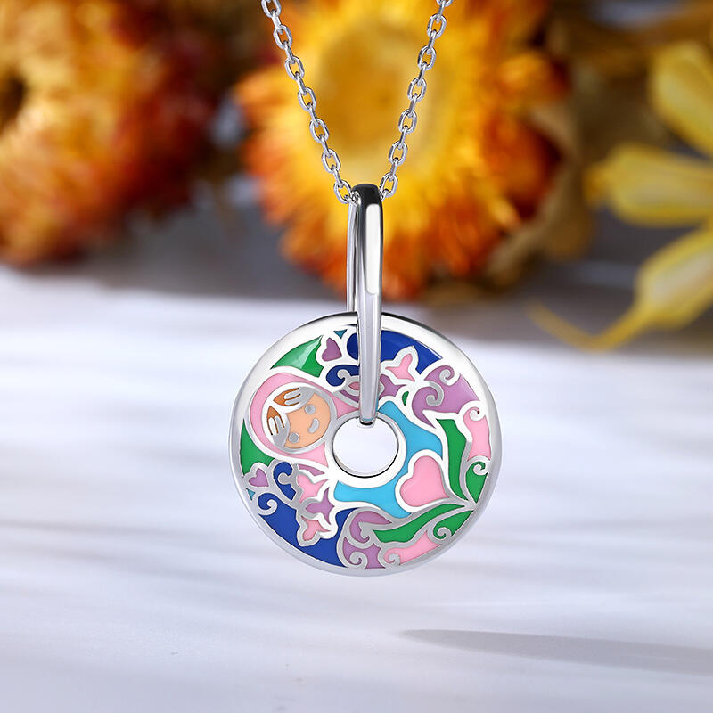 Jeulia "Miracle" Face Enamel Sterling Silver Necklace