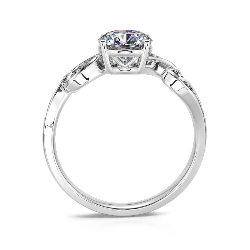 Jeulia Three Stone Round Cut Sterling Silver Ring