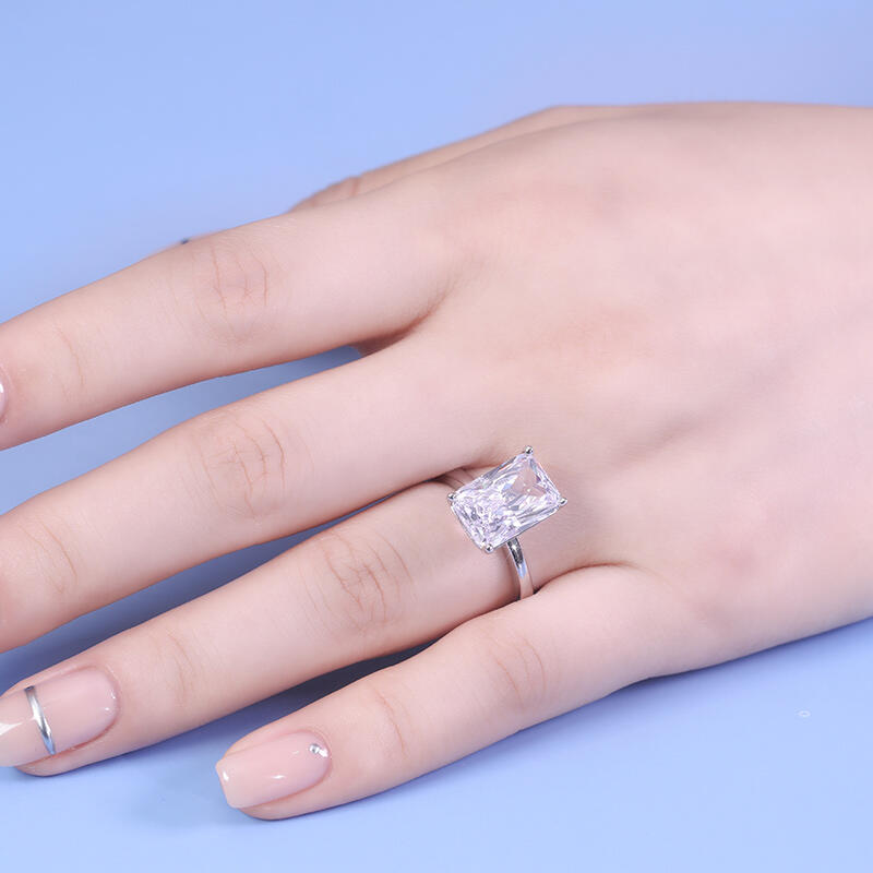 Jeulia Classic Radiant Engagement Ring Sterling Silver