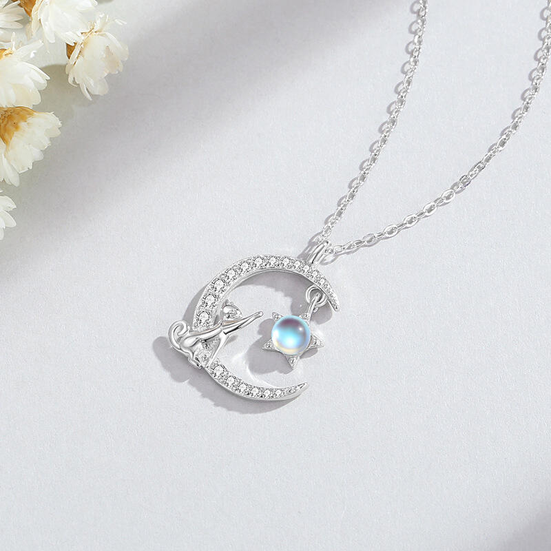 Jeulia Moon Huggers ムーンストーン キャットネックレス