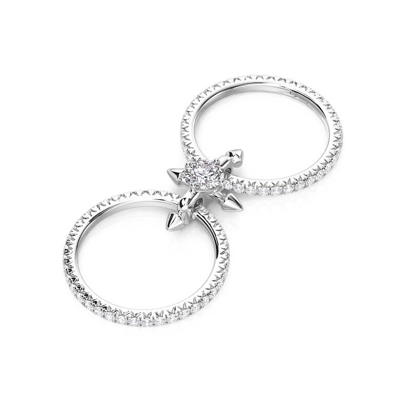 Jeulia Custom Double Row Floating Round Cut Birthstone Ring