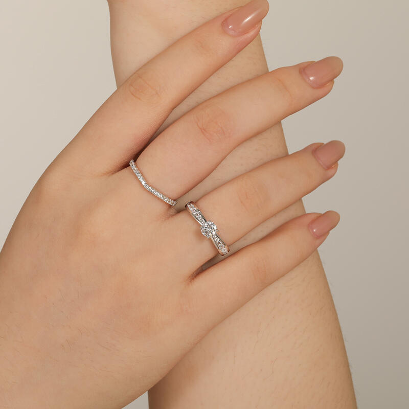 Jeulia Custom Round Cut Engagement Ring Set 2PCS