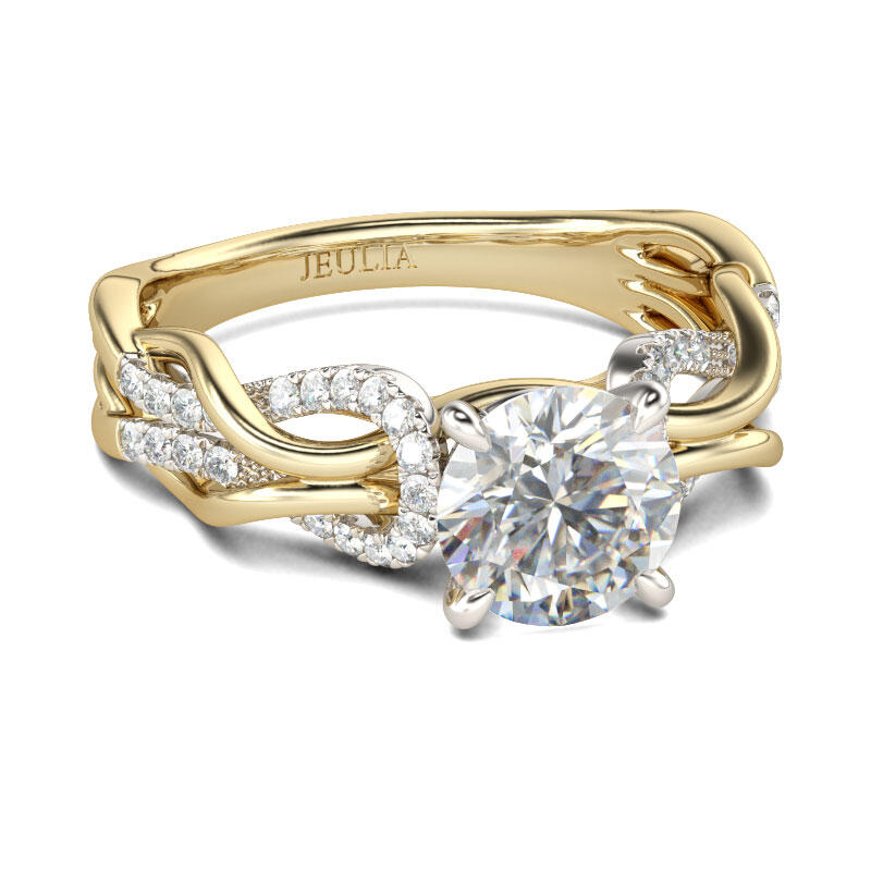 Jeulia Intertwined Two Tone  Round Cut Sterling Silver Ring