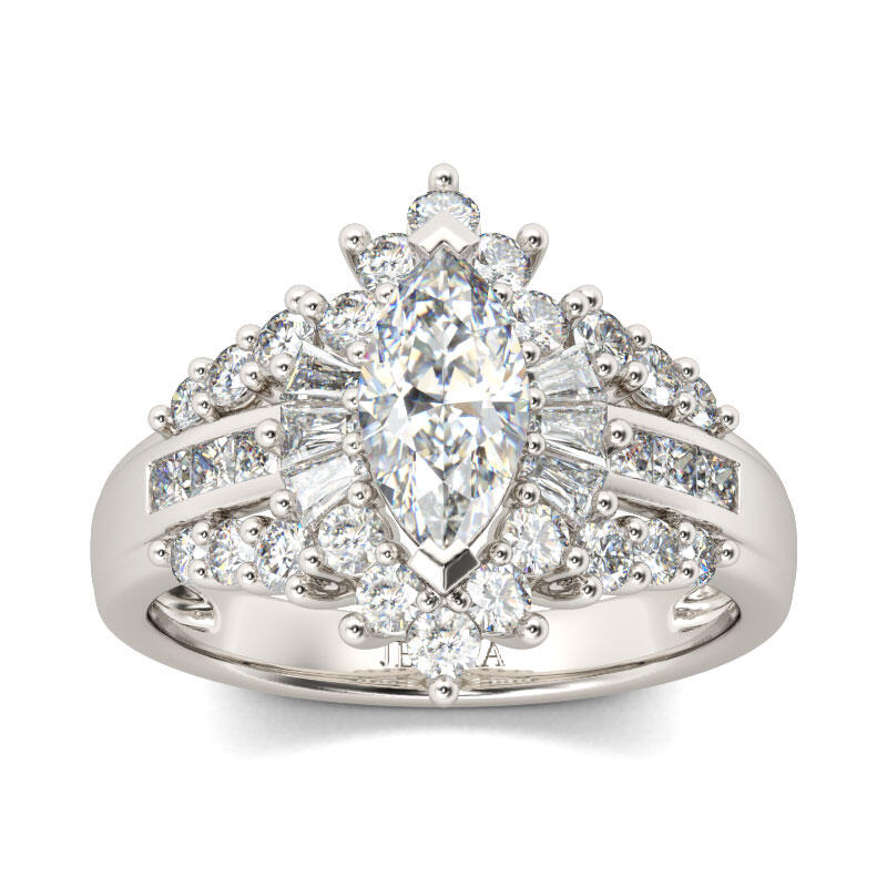 Jeulia Unikatowy Pierścionek Srebrny z Markazytem Aureola