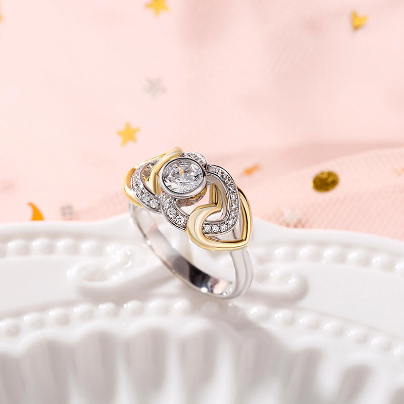 Jeulia "Unstoppable Love" Twist Heart Round Cut Sterling Silver Ring