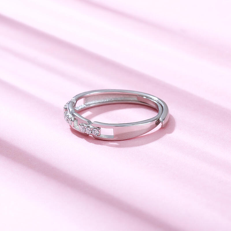 Jeulia "Love You All My Life" Chain Link Adjustable Sterling Silver Women's Band