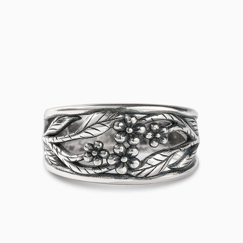 Jeulia "Flowers with Branches" Sterling Silver Ring
