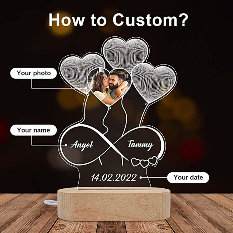 インフィニティ＆ハート 名入れ 写真入れ led ナイトライト オーダーメイド
