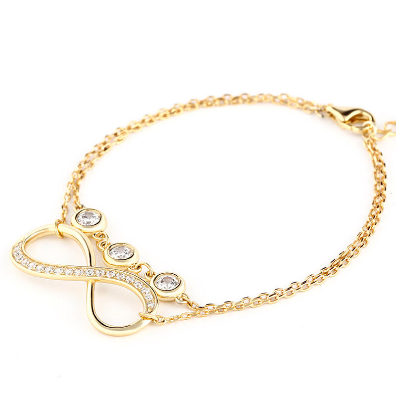 Jeulia Double Layer Infinity Sterling Silver Bracelet With Birthstone