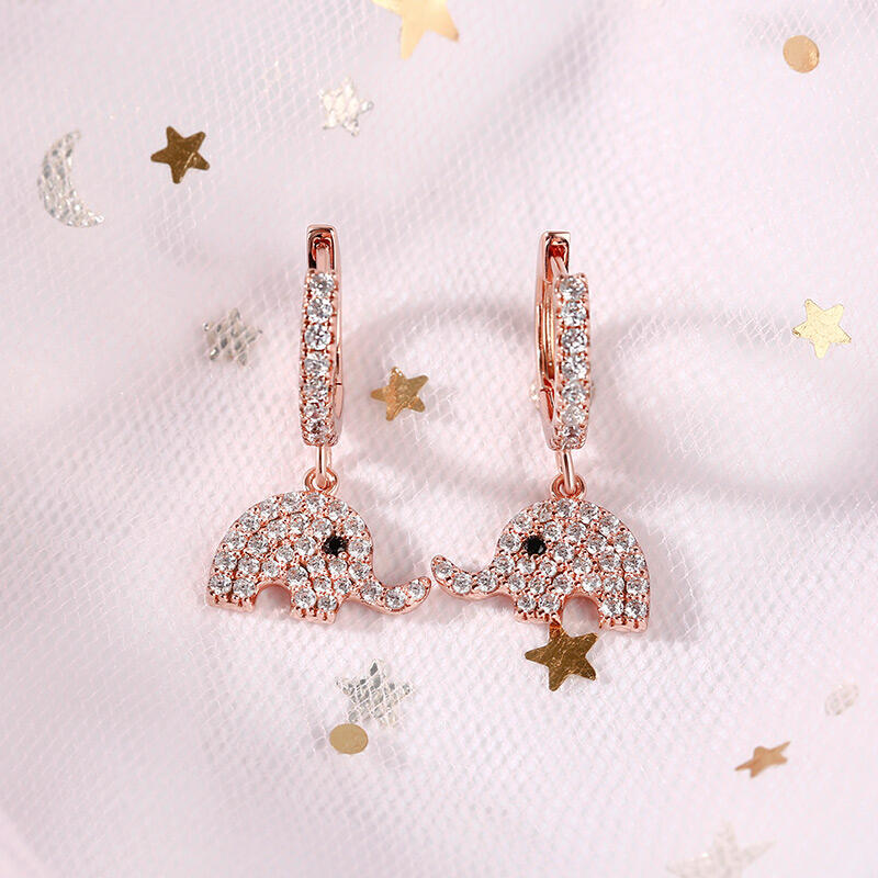 Jeulia "Lucky Elephant" Sterling Silver Drop Earrings